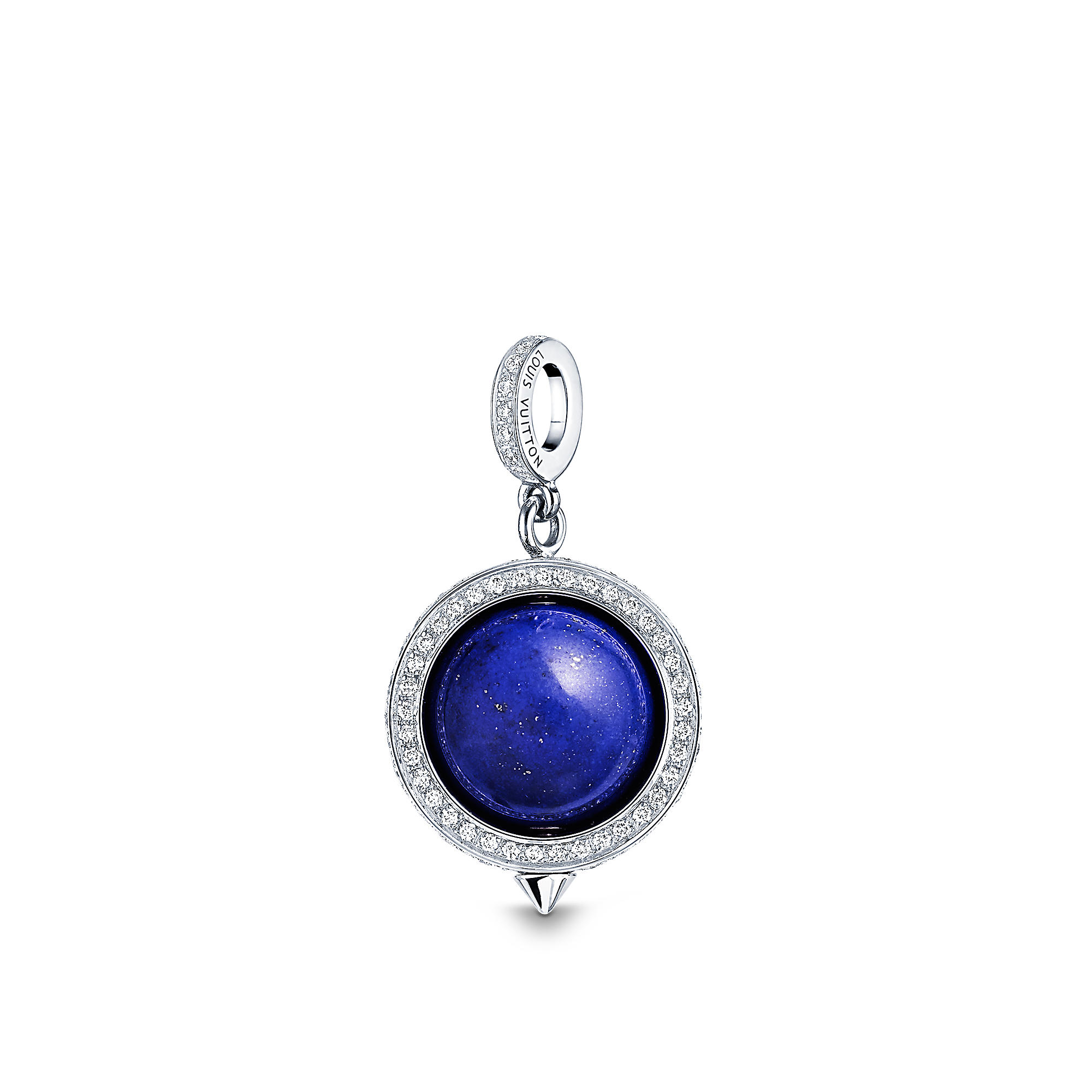 Moon pendant, white gold, diamonds and lapis lazuli lacquer - Image 2