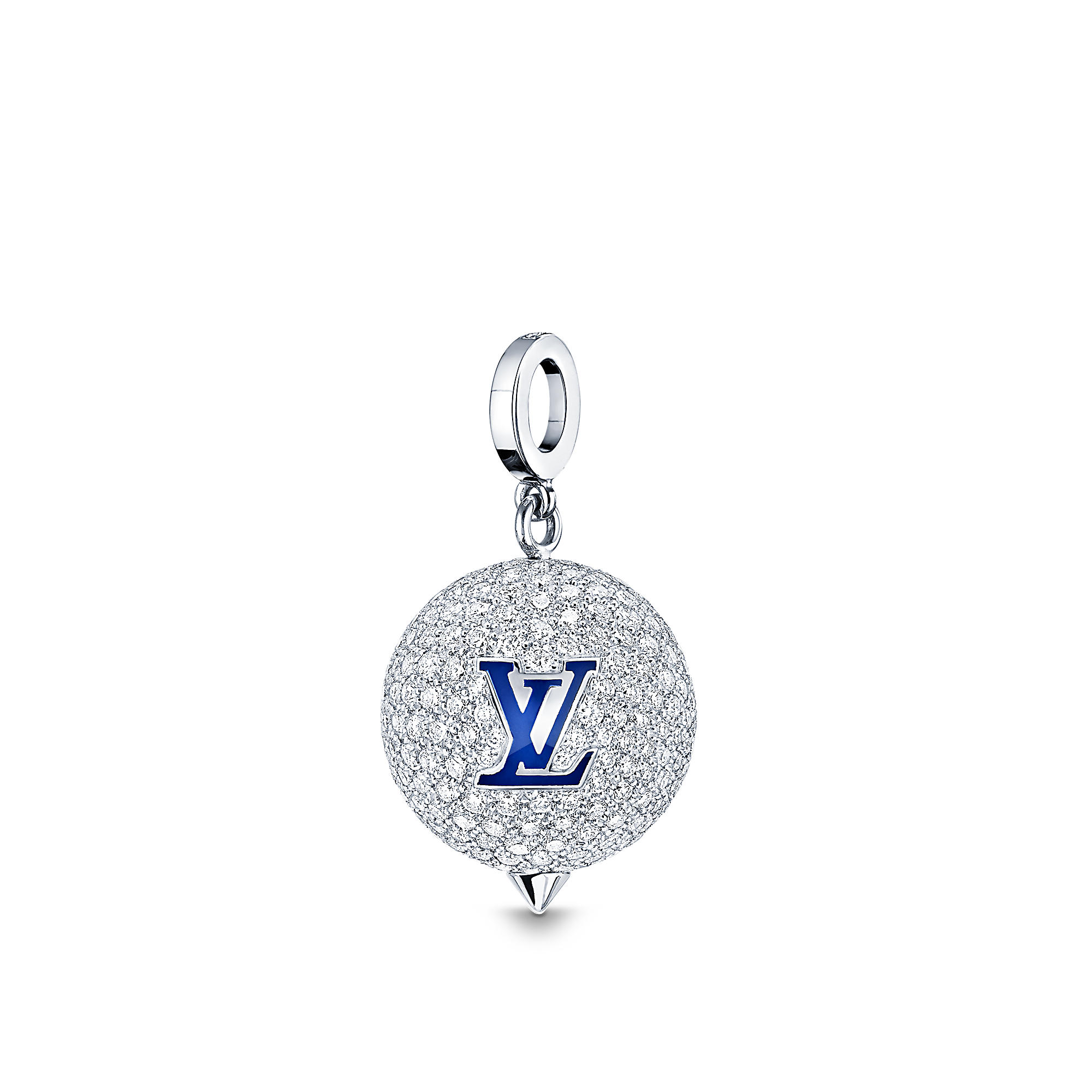 Moon pendant, white gold, diamonds and lapis lazuli lacquer - Image 3