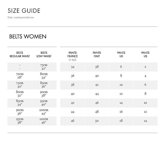 Louis Vuitton Size Chart - Women's